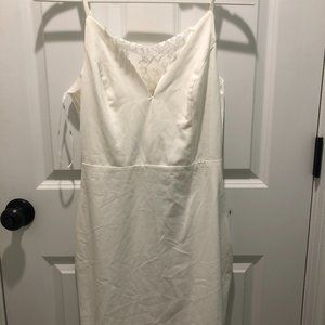 Lulus White Dress for Bridal Shower or Bachelorette with Cowl Lace Back